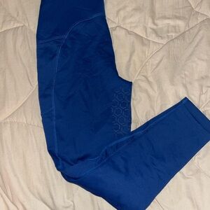 Blue Leggings with Honeycomb Detail